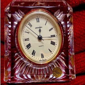 Cristal d'arques Round Clock~ 24%Lead Crystal France